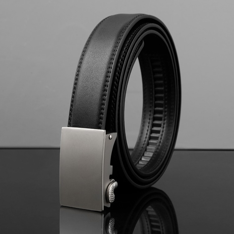 蜀黍家【白扣头真皮腰带】男士自动扣快速穿脱时尚高品质牛皮腰带