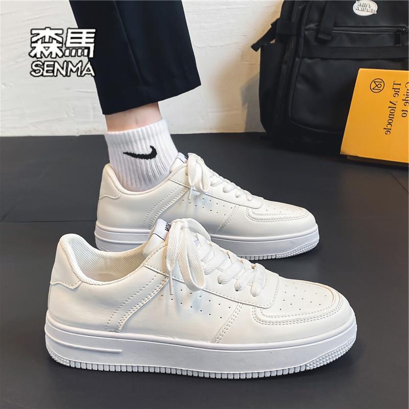森马小白鞋男鞋2023新款秋季皮面青少年学生运动纯白板鞋休闲百搭