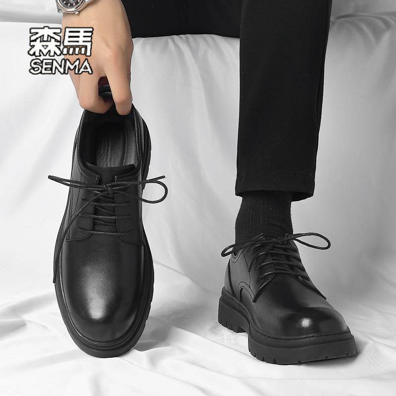 森马秋冬商务正装休闲皮鞋冬季男鞋上班英伦圆头增高结婚新郎德比