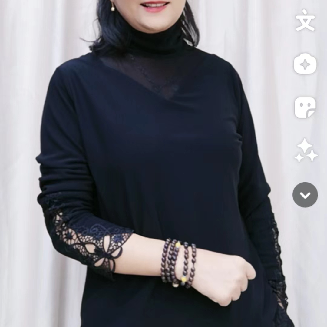 新款网纱打底衫袖口蝴蝶时尚百搭洋气款