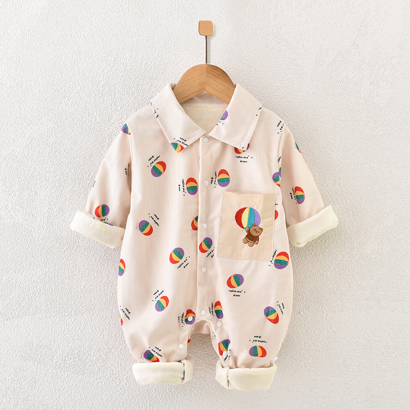 【宠粉专享】婴儿双层连体春秋季新生儿保暖哈衣宝宝衣服洋气爬服