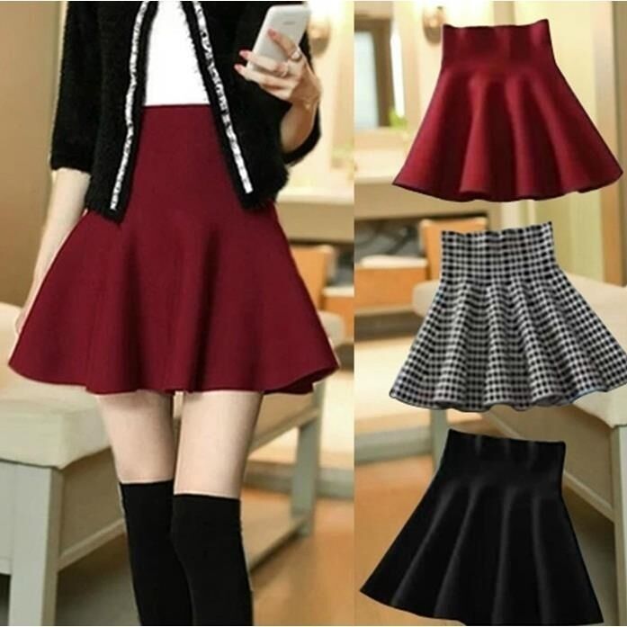 秋冬韩版百褶伞裙松紧高腰针织毛线短裙女a字半身裙2024新款裙子