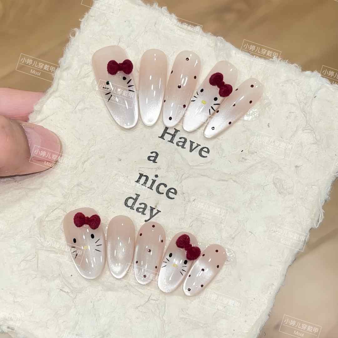 W.【丝绒KT猫】纯手工穿戴甲