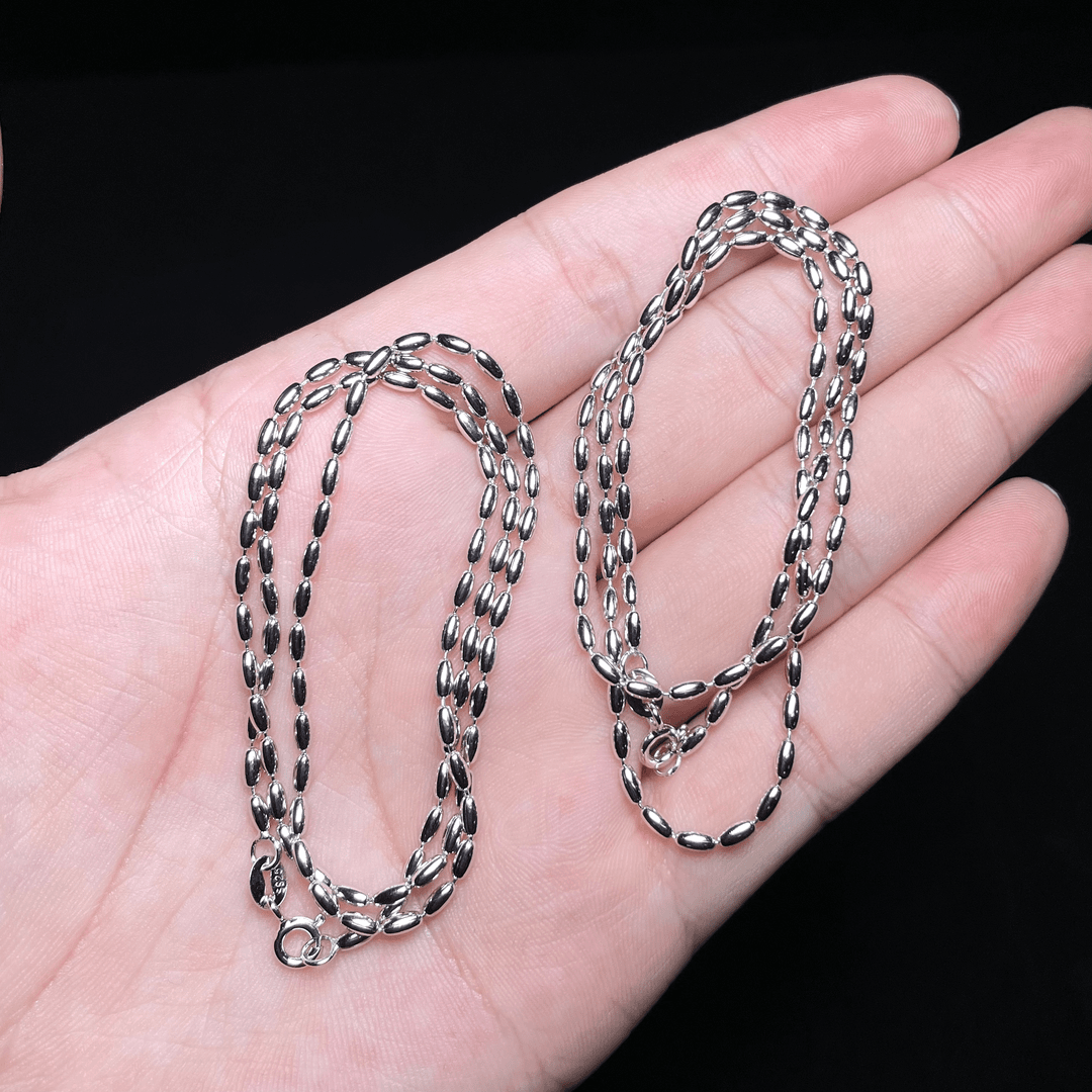 链子925银 菲菲小银珠米粒链时尚百搭锁骨链纯银颈链女万能链素链