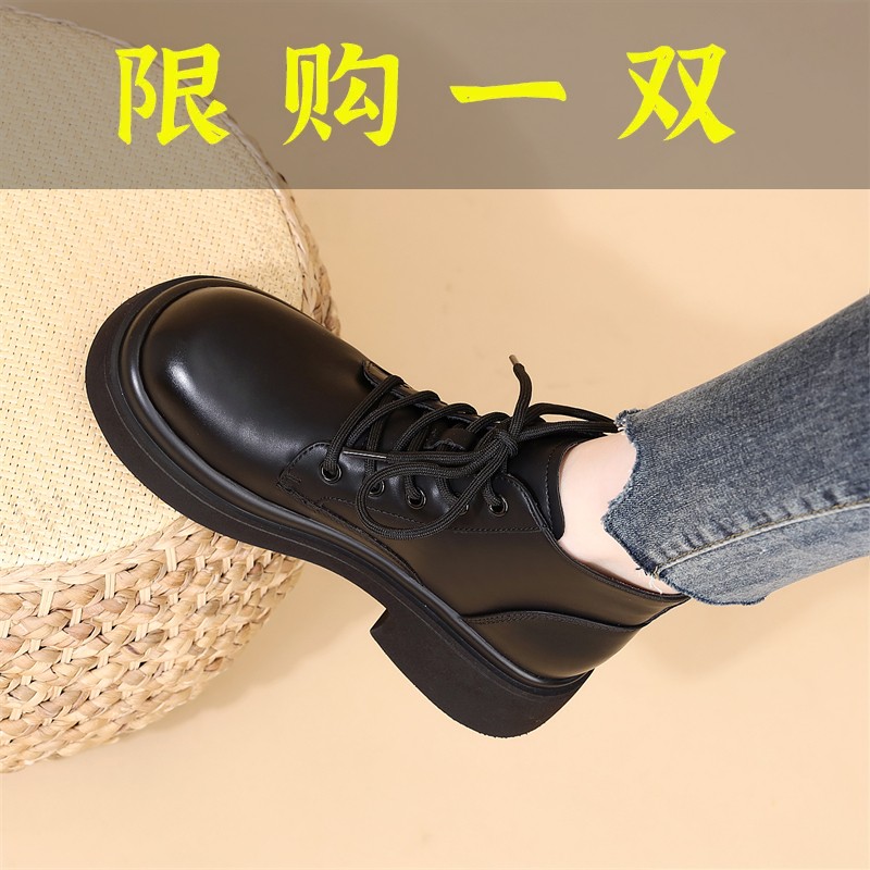 百丽纯爱真皮厚底英伦风马丁靴女2023新款秋季单靴软底低帮爆款