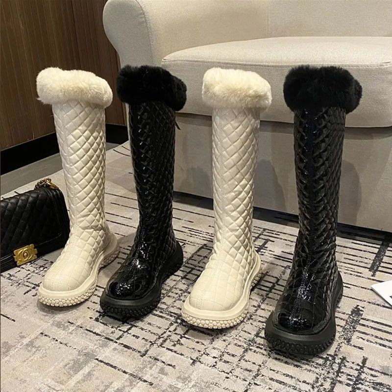 防水防滑雪地靴女皮毛一体冬季加绒加厚不过膝长靴保暖