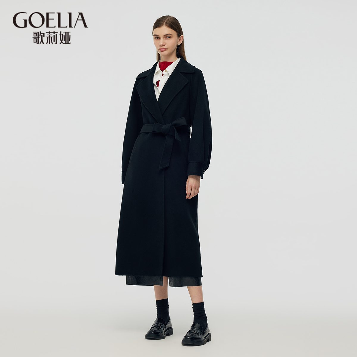 现货 歌莉娅 冬季新品  绵羊毛羊绒双面呢大衣  1CSC6N850