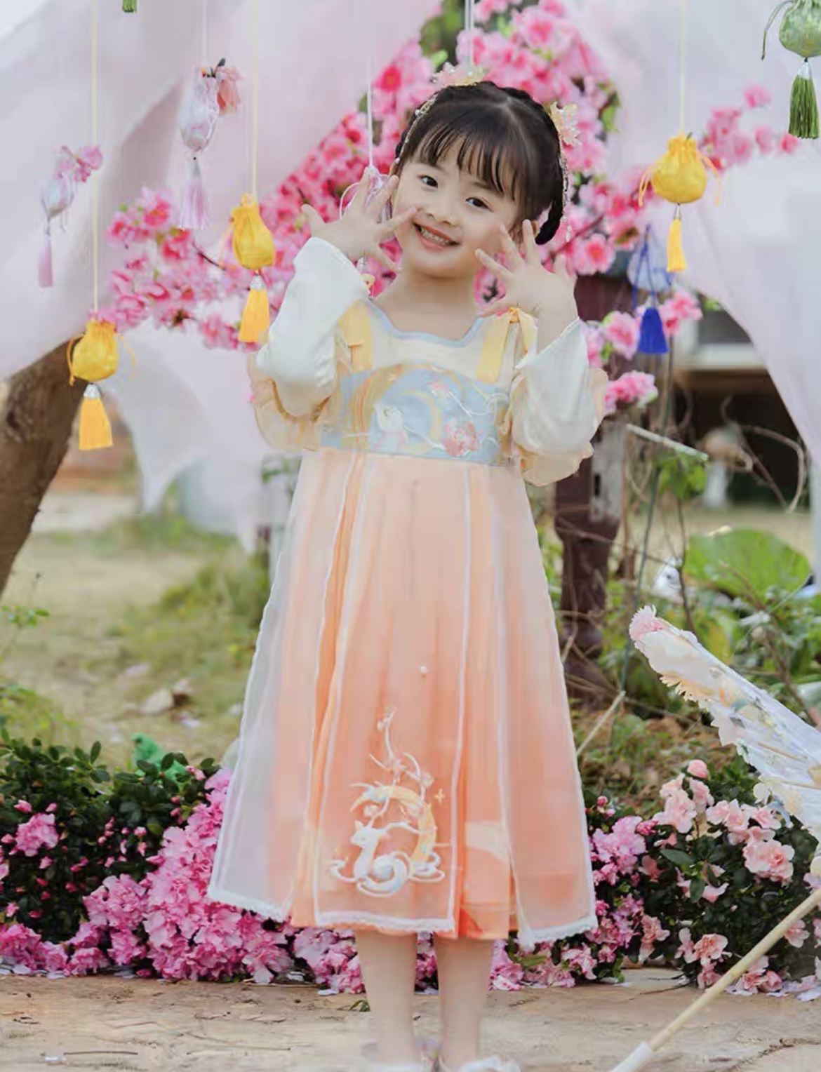 汉服女童春秋新款中国风超仙小女孩古风连衣裙襦裙灵禄