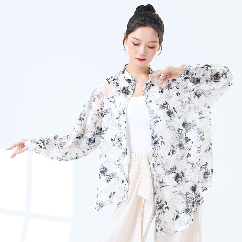 24018现代舞衬衫练功服女2024新款演出服飘逸长袖衬衣宽松形体服