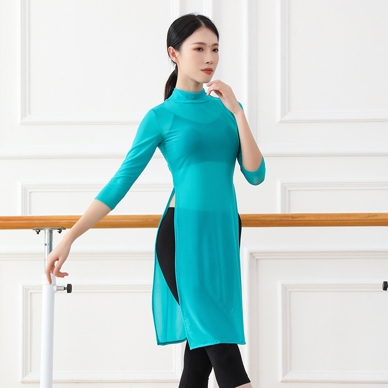 2001-1身韵舞蹈练功服训练形体网纱衣女成人长袖瑜珈古典弹力纱衣