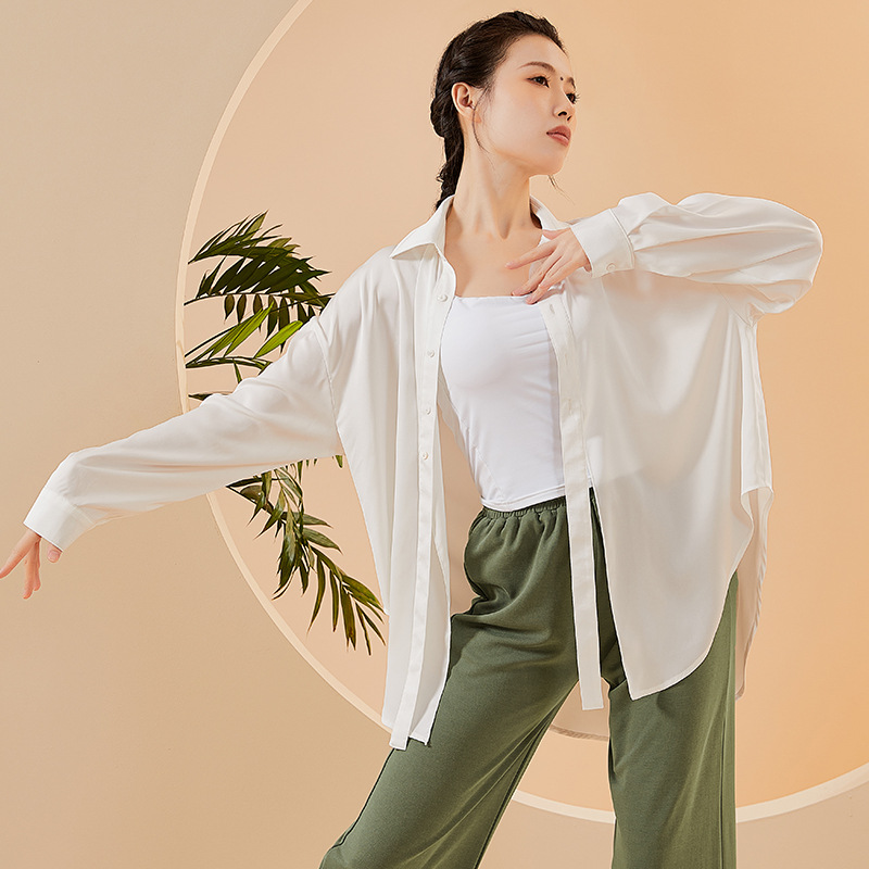 22079现代舞衬衣练功服宽松上衣女流行舞训练服古典舞演出服长衫