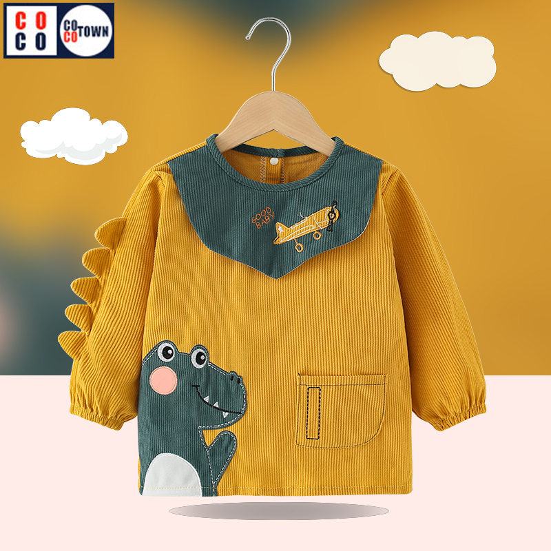 宝宝吃饭围兜儿童防水防脏罩衣男童外穿洋气护衣幼儿秋冬季反穿衣