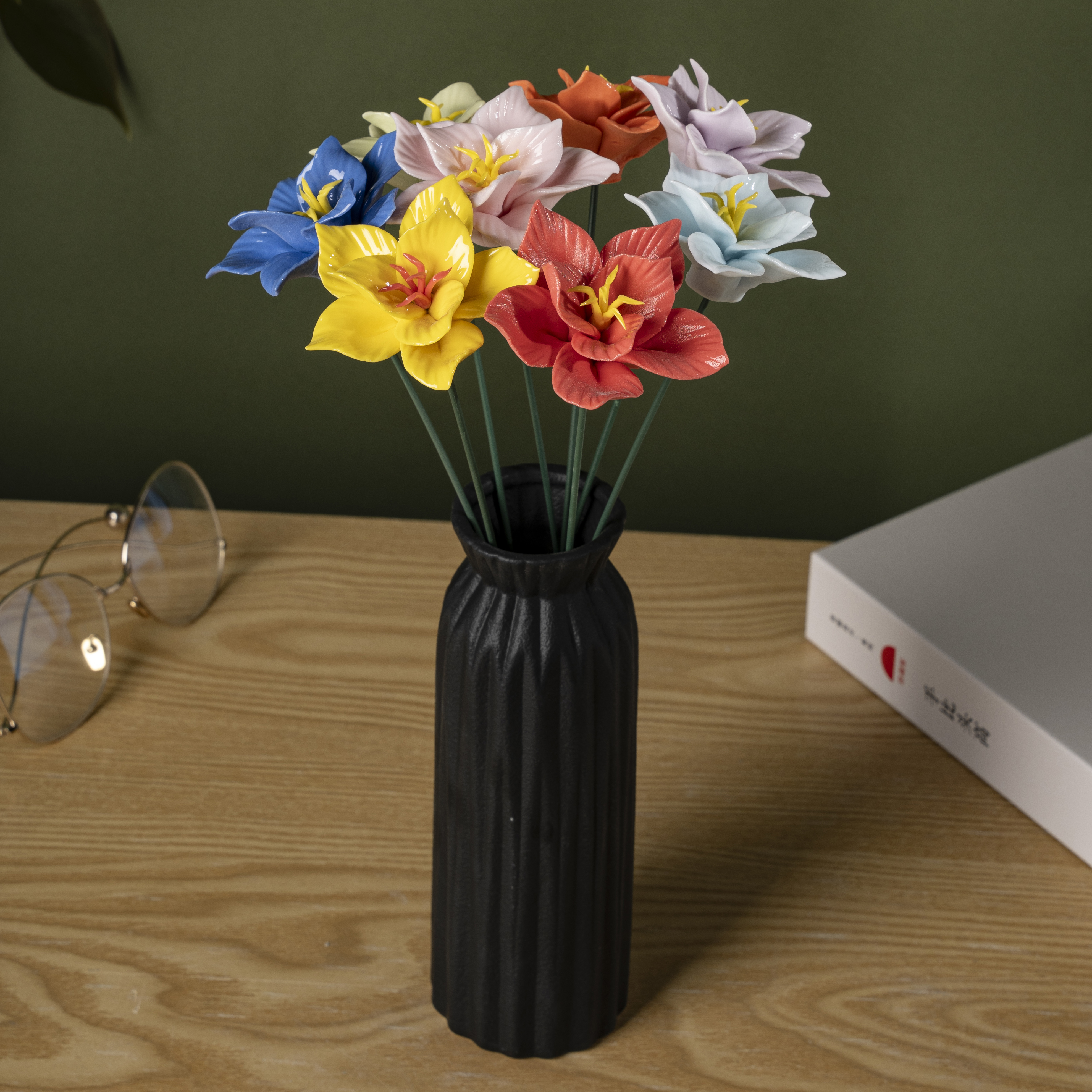 陶瓷手工花房间客厅摆件母亲节爱人女友礼品生日礼物