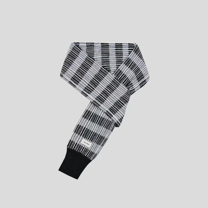 GOODBAI 条纹撞色混织假袖子针织围巾