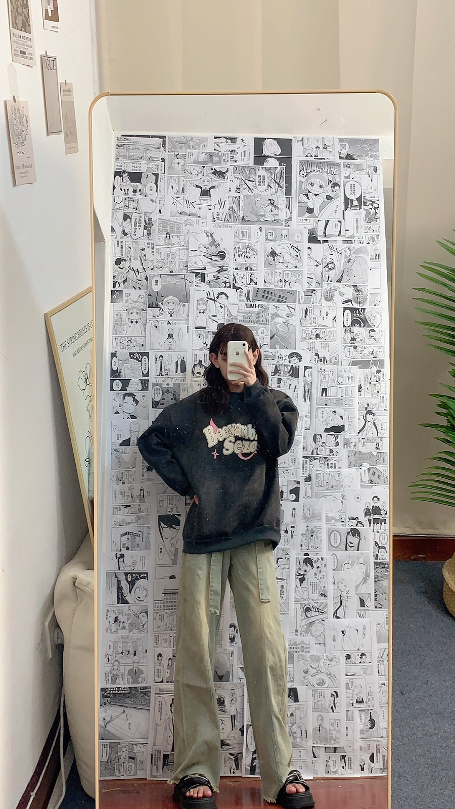 水洗做旧质感卫衣加绒加厚小恶魔图案冬季层次感长袖女上衣潮宽松