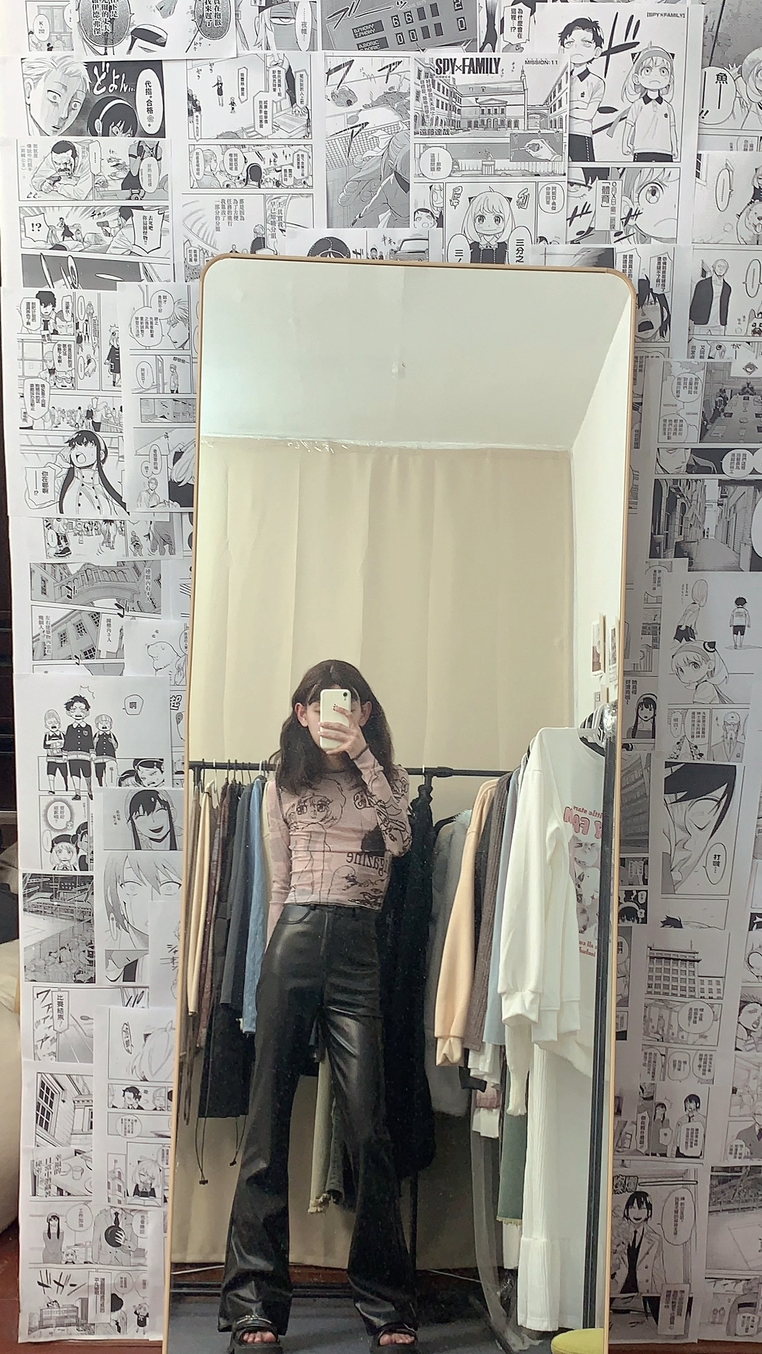 黑色皮裤春秋大码女装直筒宽松双版长裤PU皮拖地裤高级感美式酷辣