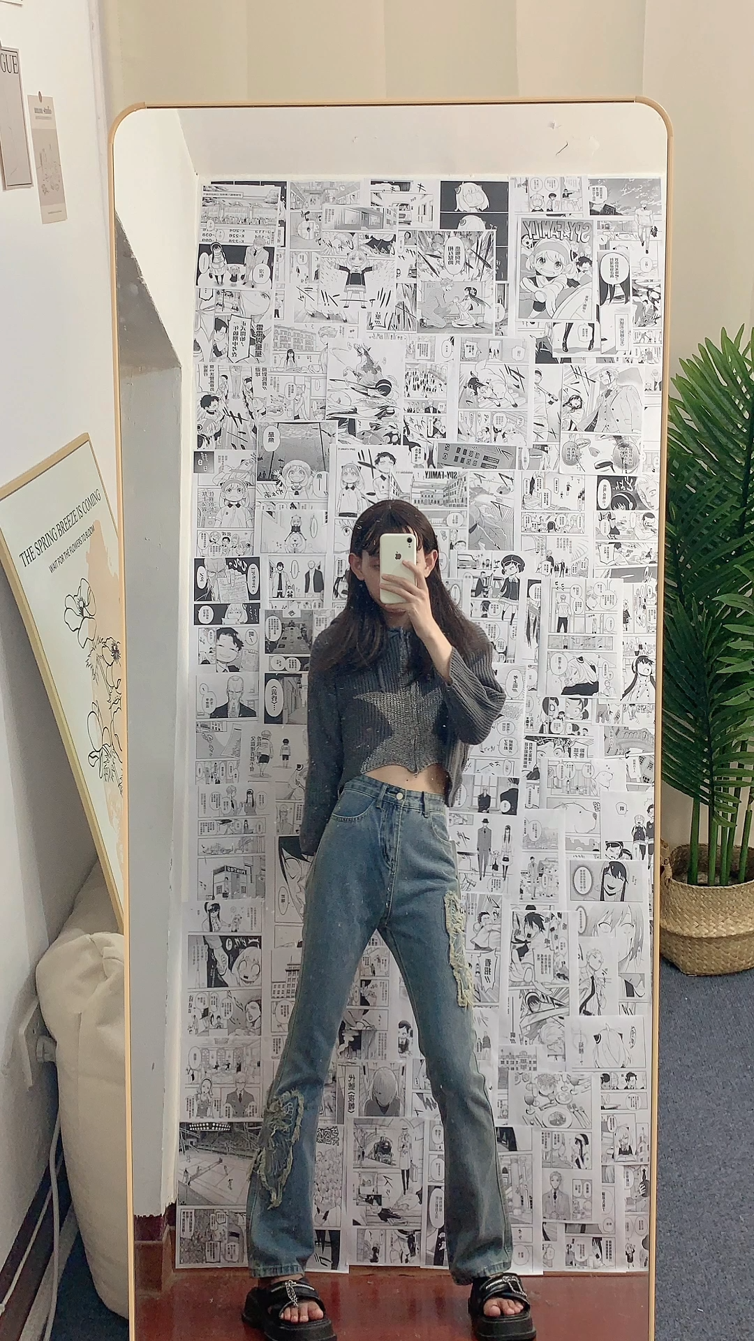 美式复古秋冬小众宽松短款星星毛衫毛衣外套可外穿可内搭可单穿女