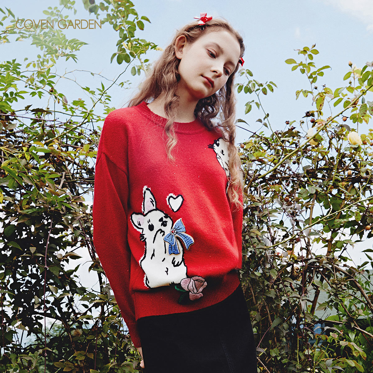 【蜜思仝粉丝专享】哥文花园气质趣味兔针织衫女CTC1031038