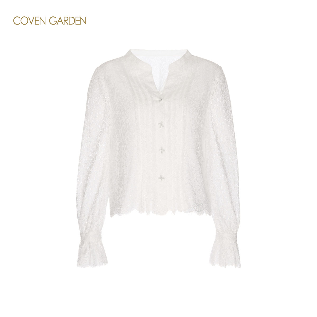 【哥文花园】蕾丝珠片刺绣白衬衫 CLA3012060 COVEN GARDEN
