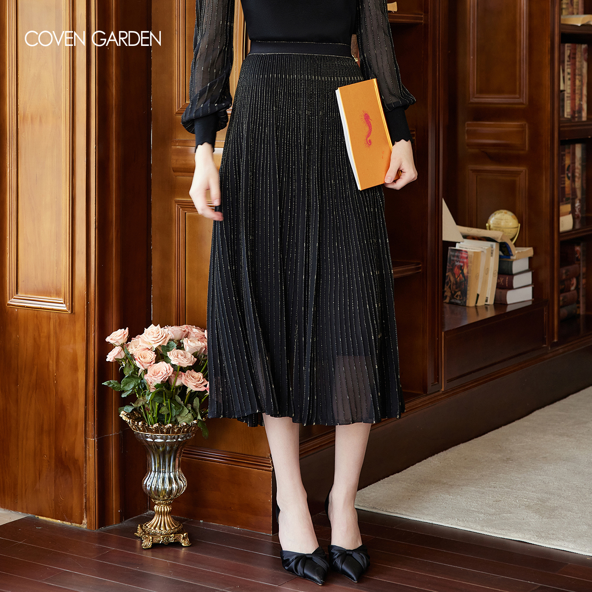 【哥文花园】金丝压褶a字半身裙 CLA4031360