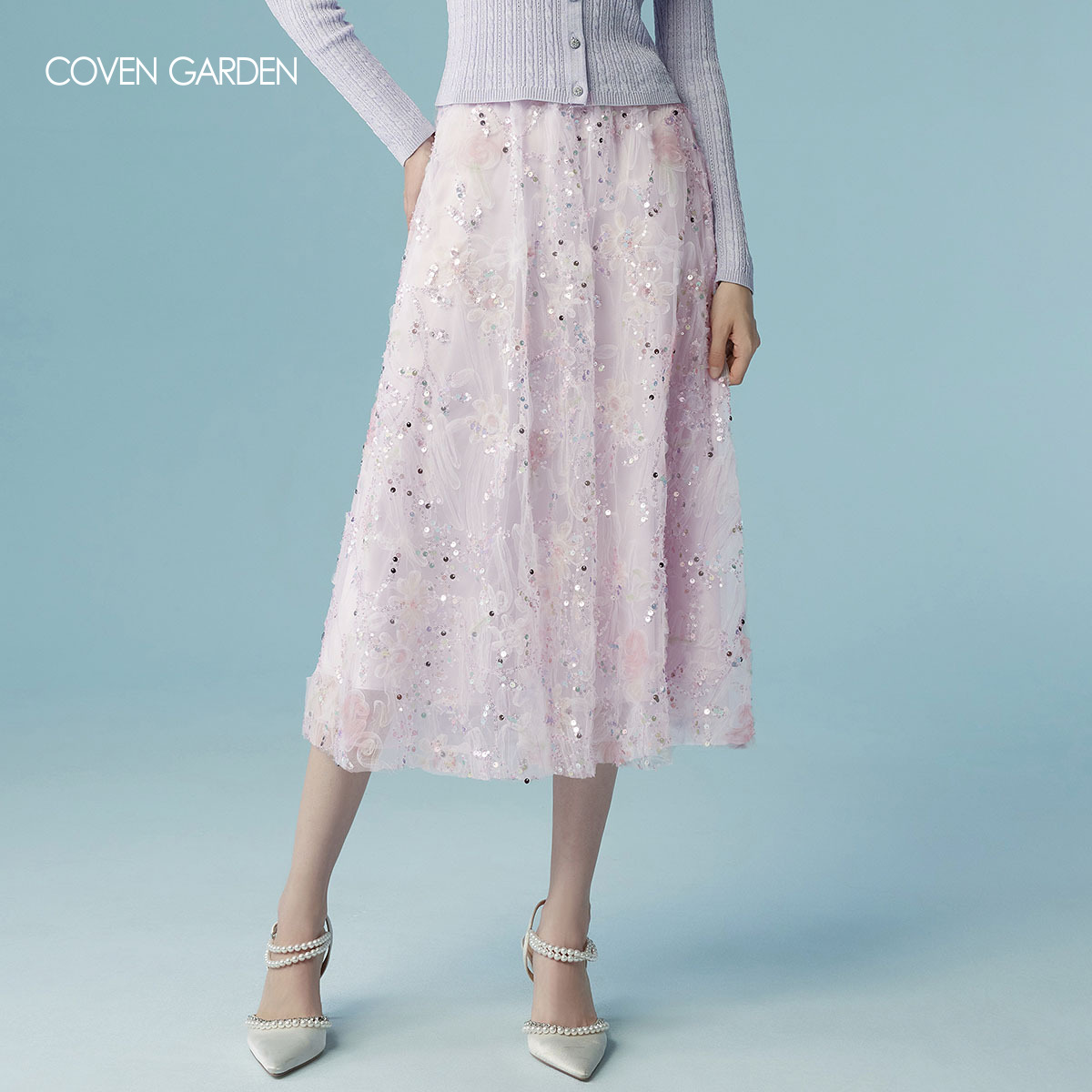 【哥文花园】色彩斑斓亮片刺绣半身裙名媛 CLA1074030