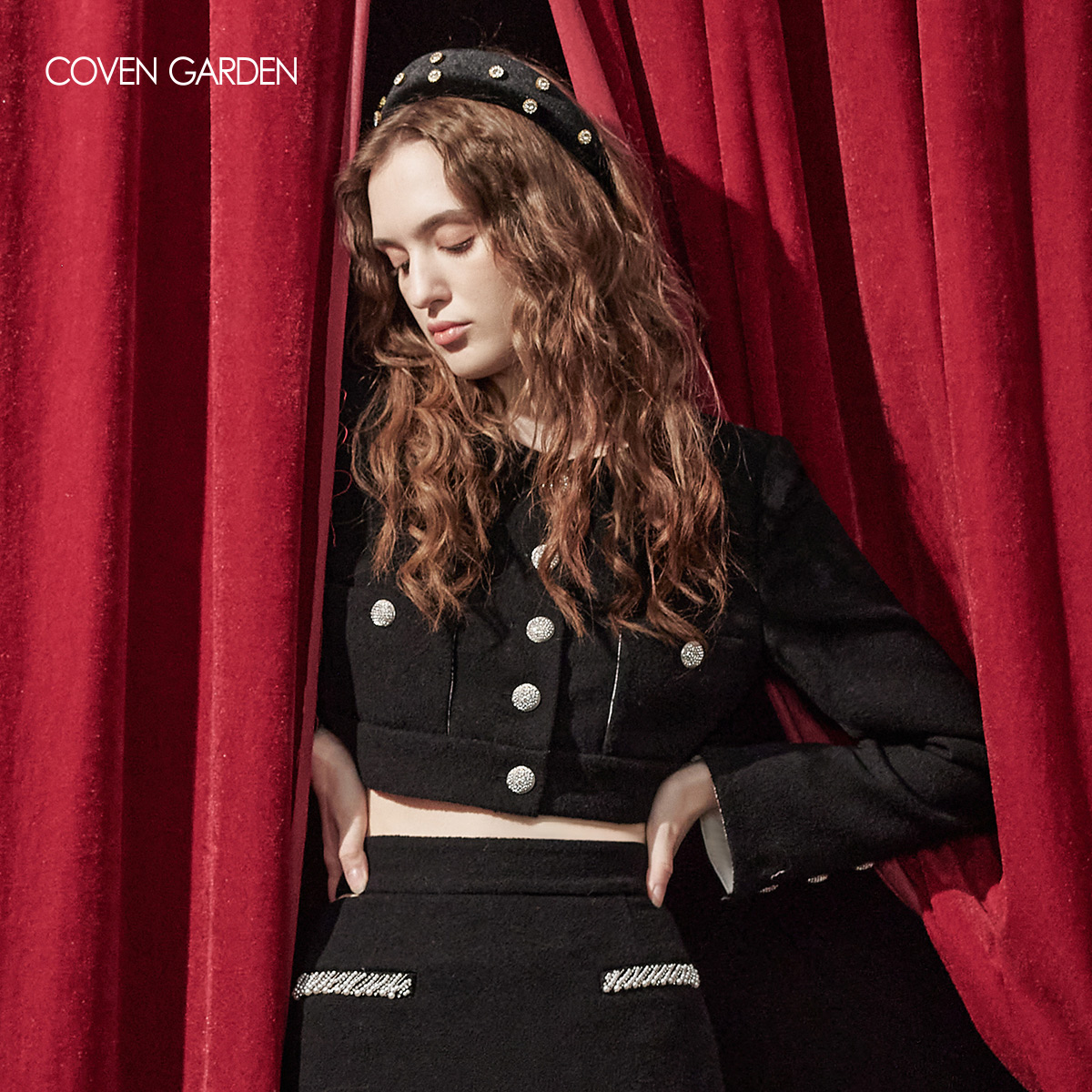 【蜜思仝粉丝专享】哥文花园气质短款羊毛呢外套热力感CWA3046180