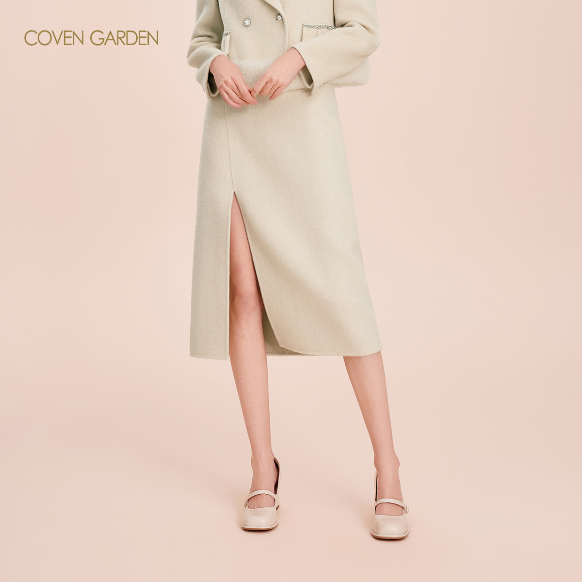 【哥文花园】a字毛呢半身裙开叉CLA4076940