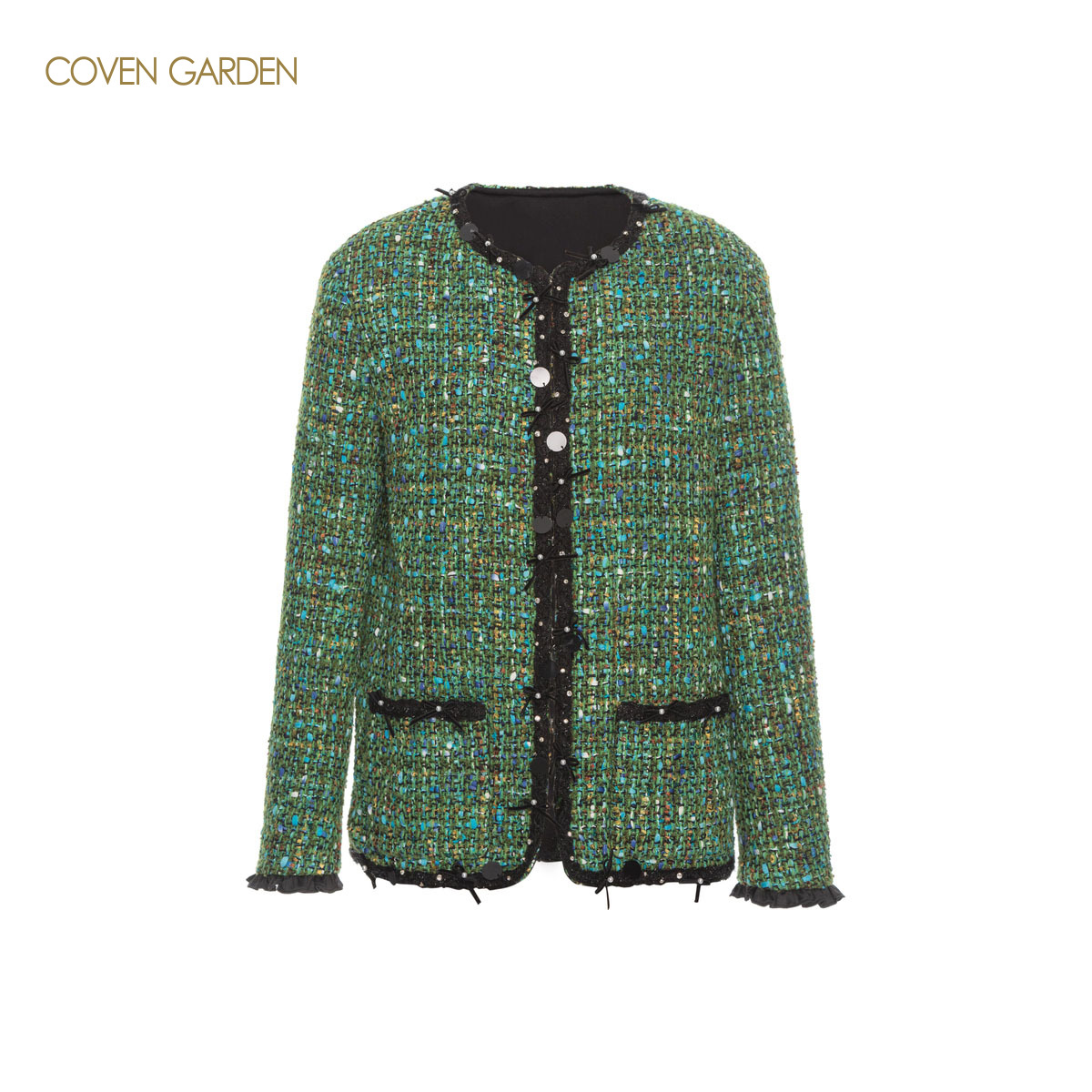 【哥文花园】小香风绿色花呢复古外套女 CLC1341768