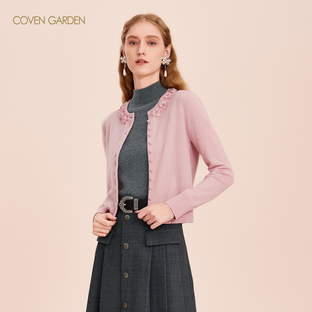 【哥文花园】冬季新款少女风毛针织衫开衫外套女CLA4036240