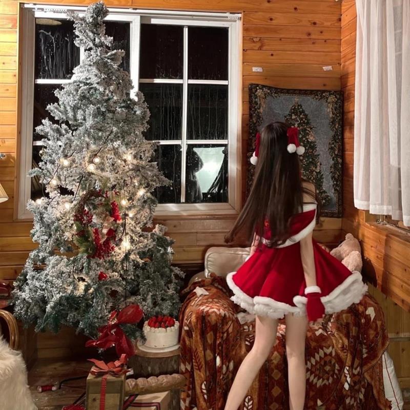 圣诞女仆装纯欲风连衣裙女装甜辣妹氛围套装新年红色衣服跨年战袍