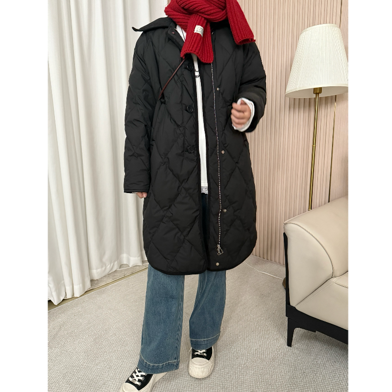 青青·STUDIO〖私服定制〗冬季两色简约百搭格子翻领羽绒衣QS25172