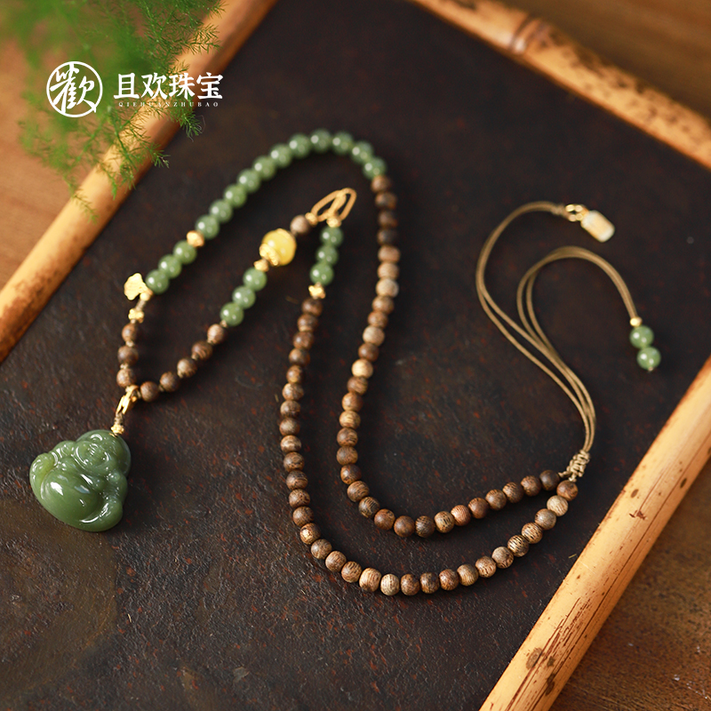 沉香【在人间】天然沉香甄品老料厚装佛公文玩高级手工设计女