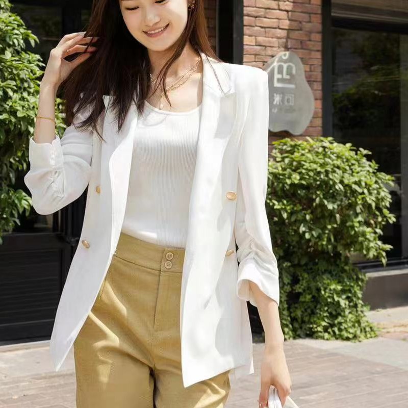 允硕轻职风显瘦职场西装休闲夏季春夏白色