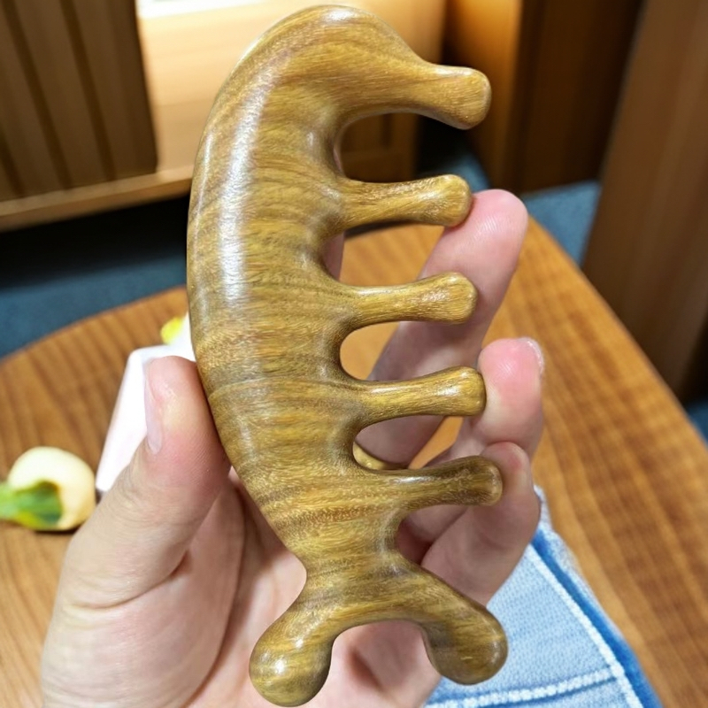 绿檀按摩梳头部经络梳脸部眼全身疏通经络梳五指七尺防疏通脱发器