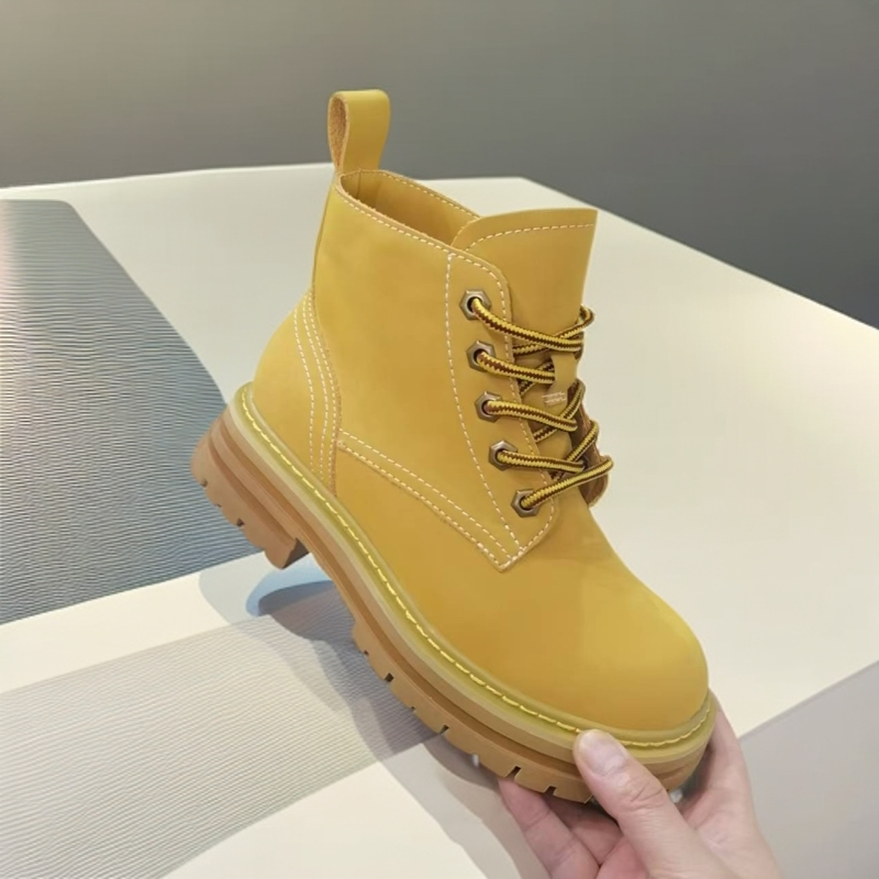 1511-C2-单里新款高帮靴子女粗跟小短靴欧货时尚马丁靴英伦风