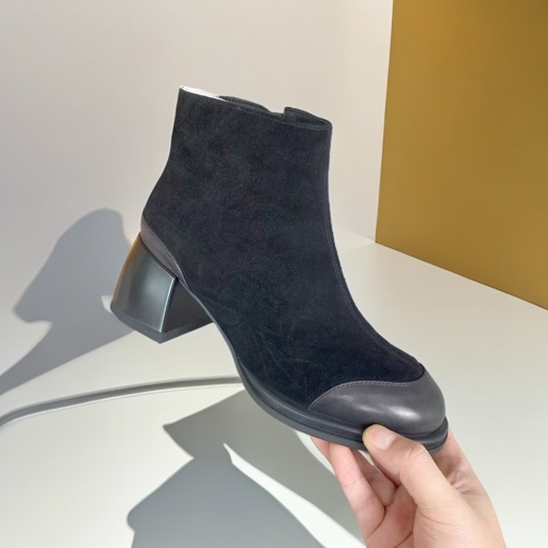 1161-C9-单里新款高帮靴子女粗跟小短靴欧货时尚马丁靴英伦风