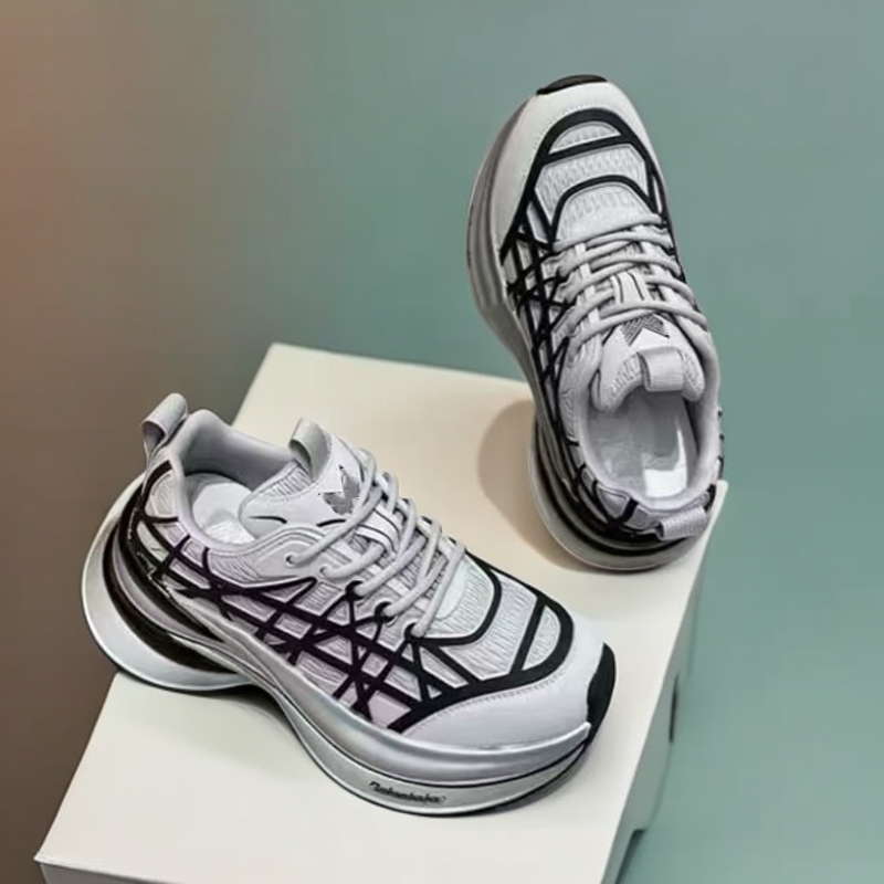 1253-A8--运动休闲鞋2024秋季新款厚底潮流百搭麦昆小白鞋