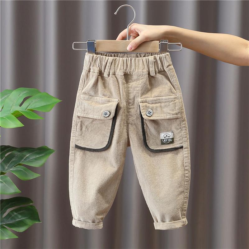 男童裤子儿童灯芯绒长裤2023春秋季新款男孩时髦休闲裤宝宝洋气潮