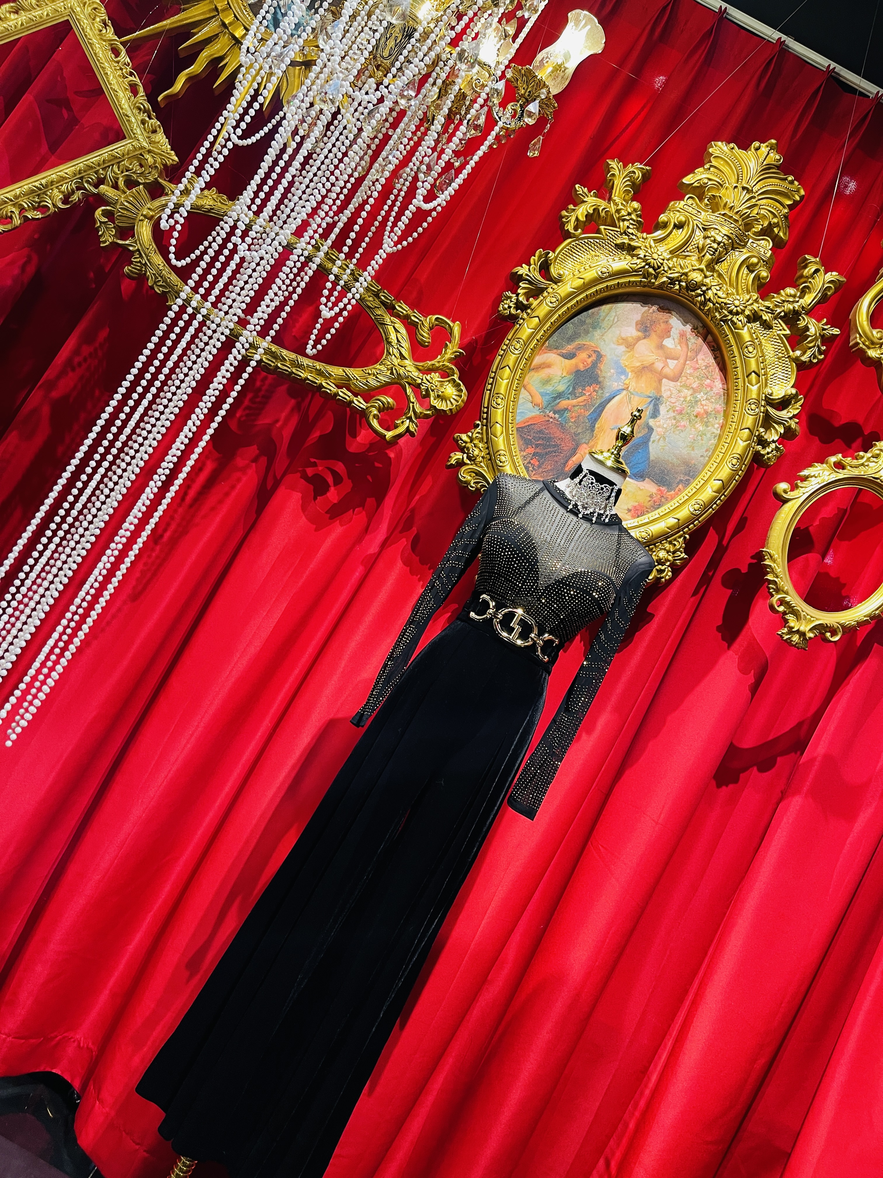 港风十足拽姐风金钻金腰封大甩腿霸气套装重工