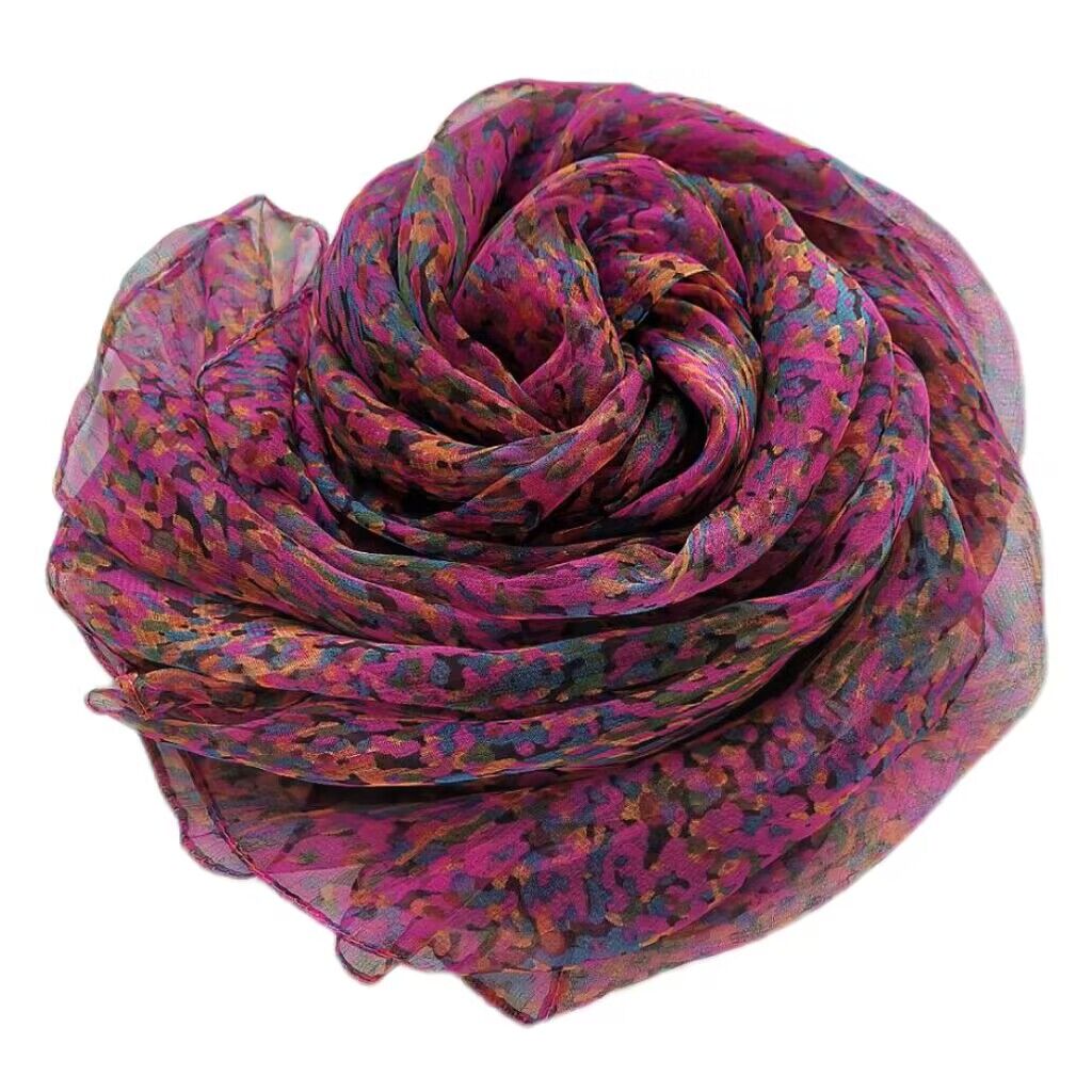 【五福迷彩】杭州丝巾薄如蝉翼柔软亲肤花色大方优雅女围巾可当头巾