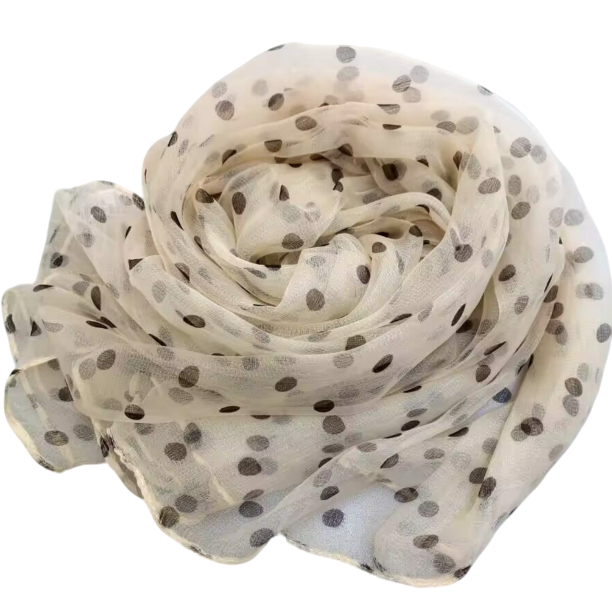 【米底小黑点】杭州丝绸桑蚕丝长款丝巾简约大方柔软亲肤透气女围巾