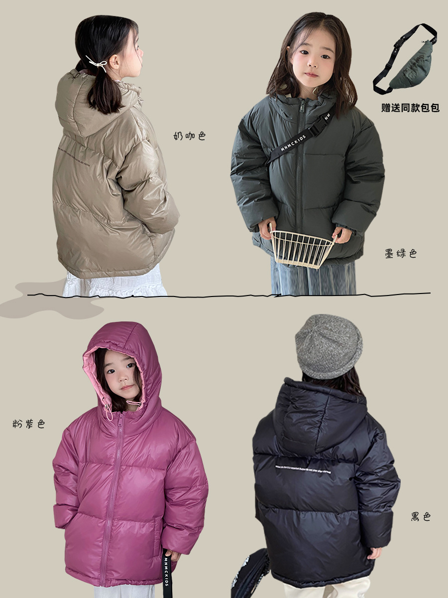 儿童男童女童羽绒服时尚背包白鸭绒秋冬款童装羽绒服外套轻薄保暖