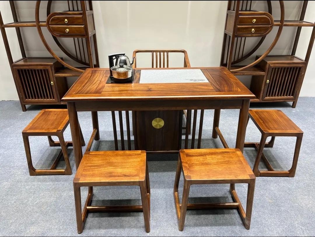 新中式实木茶桌椅组合小户型阳台茶台家用轻奢胡桃木整套