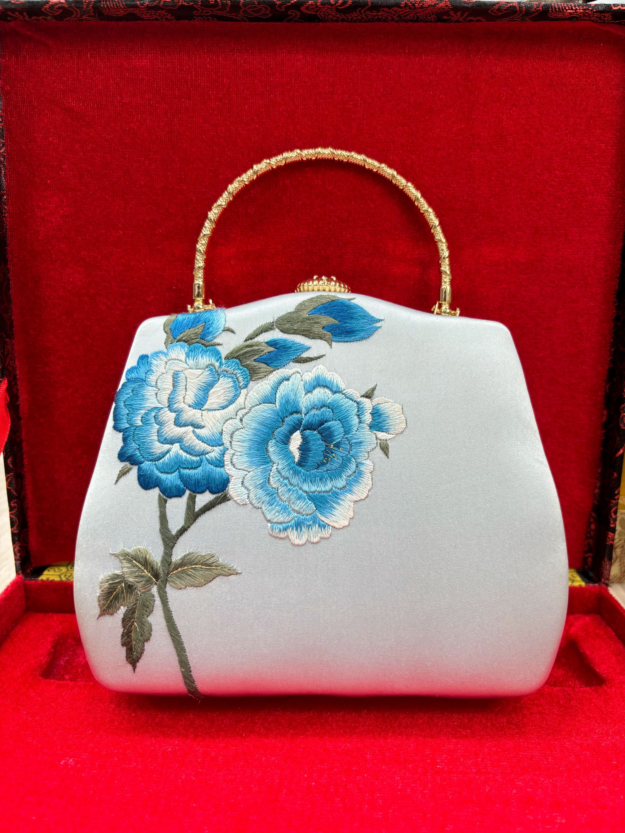 【蓝牡丹】苏绣古风刺绣包包