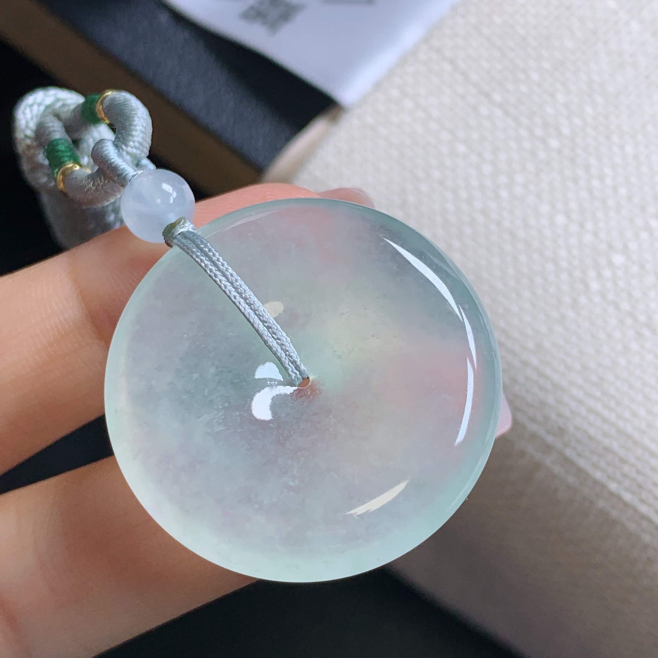 缅甸天然A货翡翠老坑高冰种男女款平安扣怀古吊坠32*6