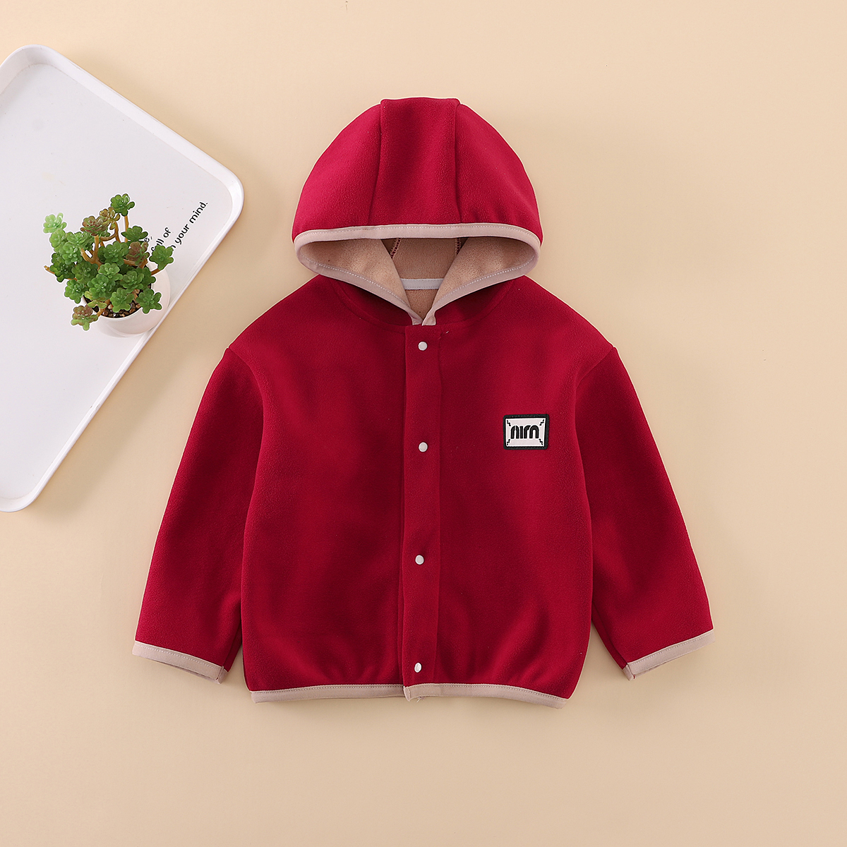 XTLL2024冬季双面绒卫衣宝宝秋冬新款中小童时尚百搭连帽卫衣