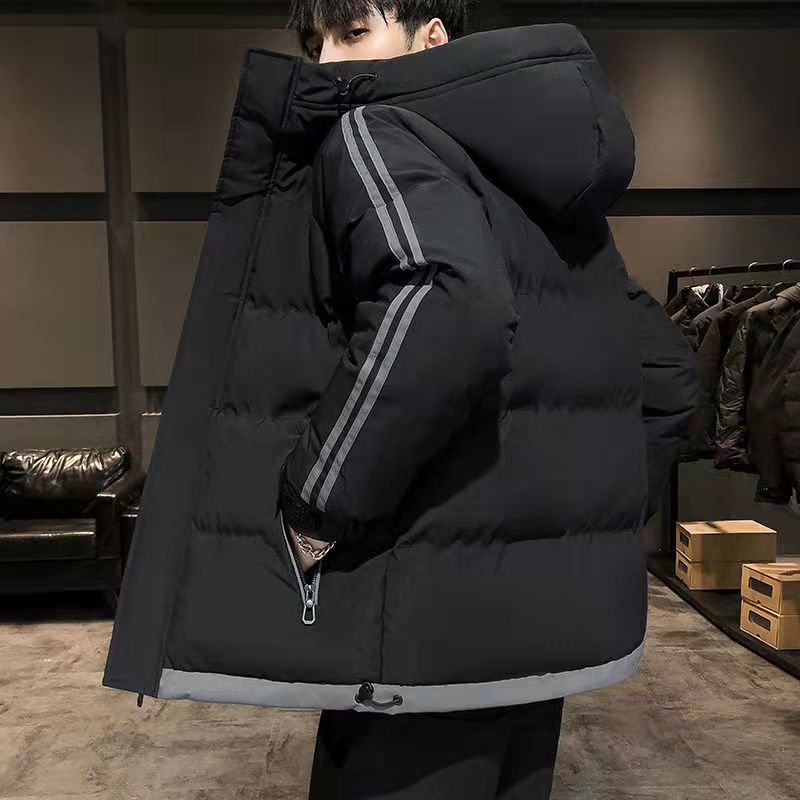 爆款冬季棉衣男加厚保暖羽绒服宽松休闲连帽外套加肥加大码男士款