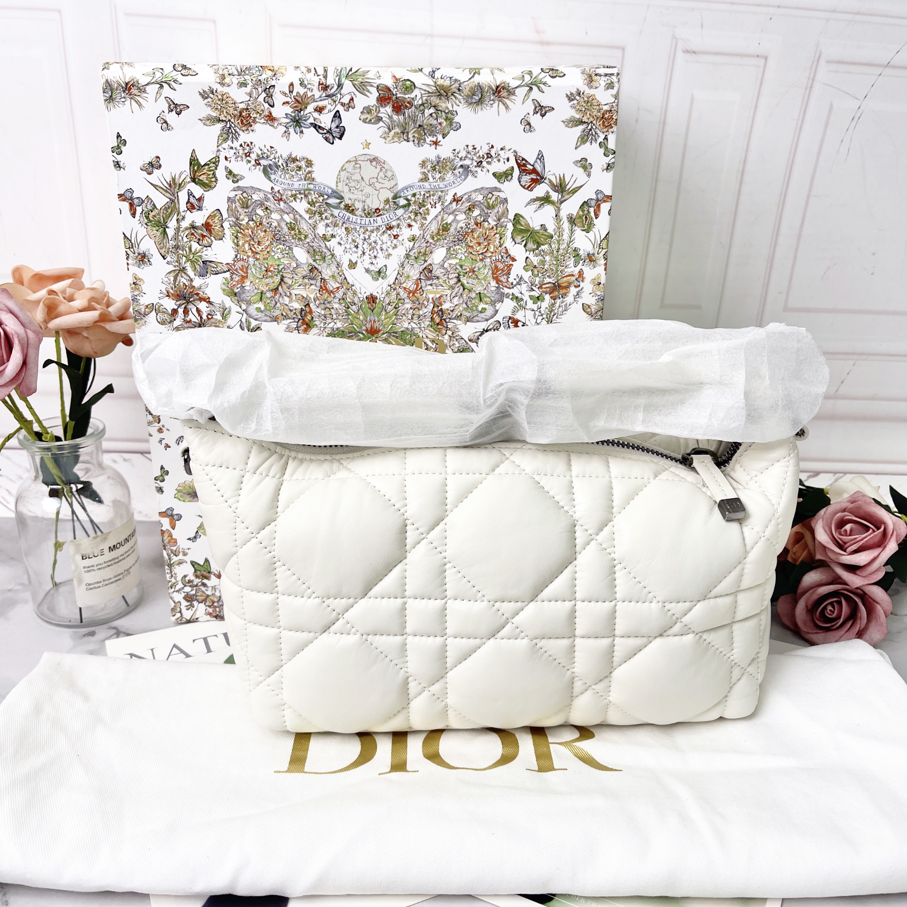 全新未使用 DIOR/迪奥 白色饭盒包时尚