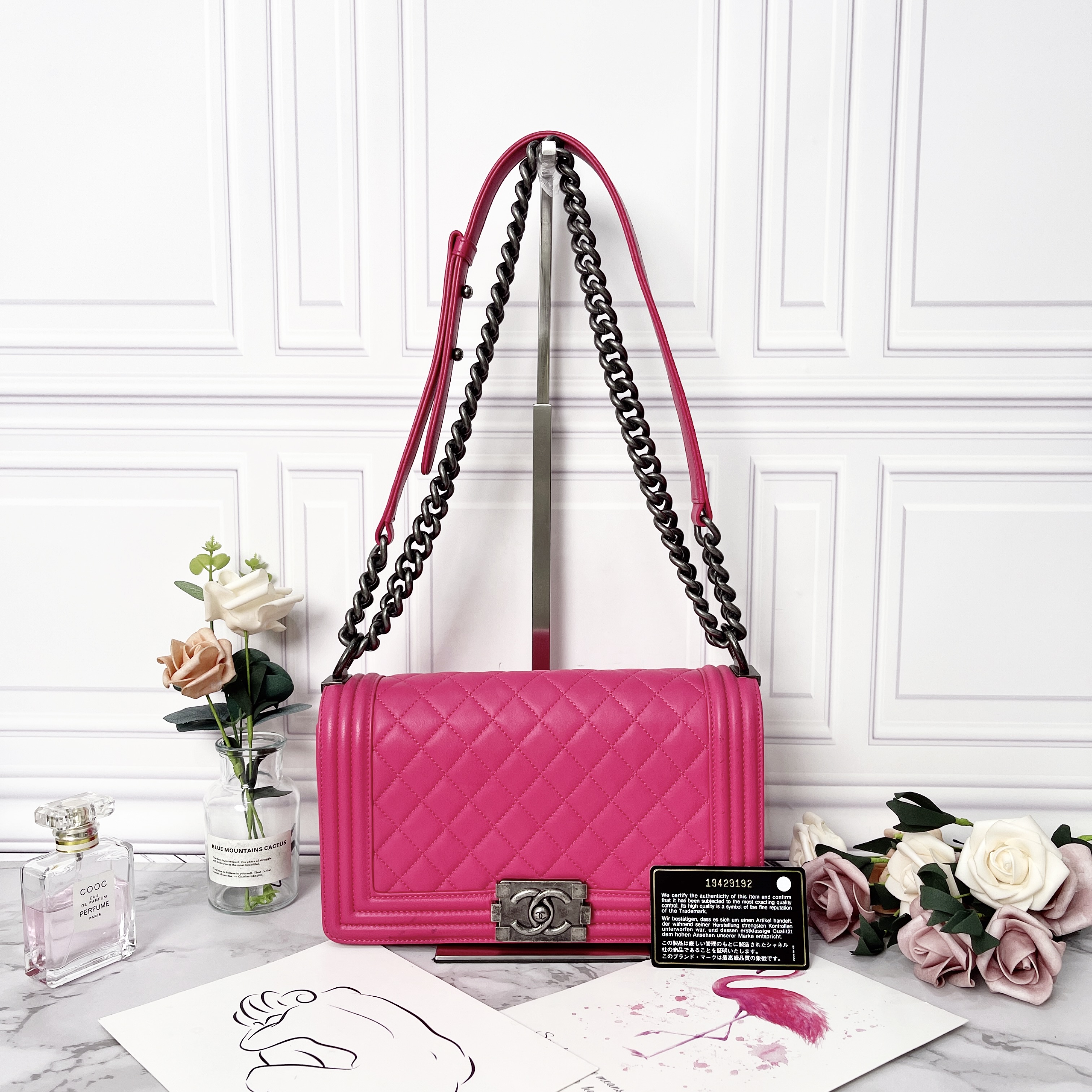 95新 Chanel/香奈儿 粉色boy单肩包时尚