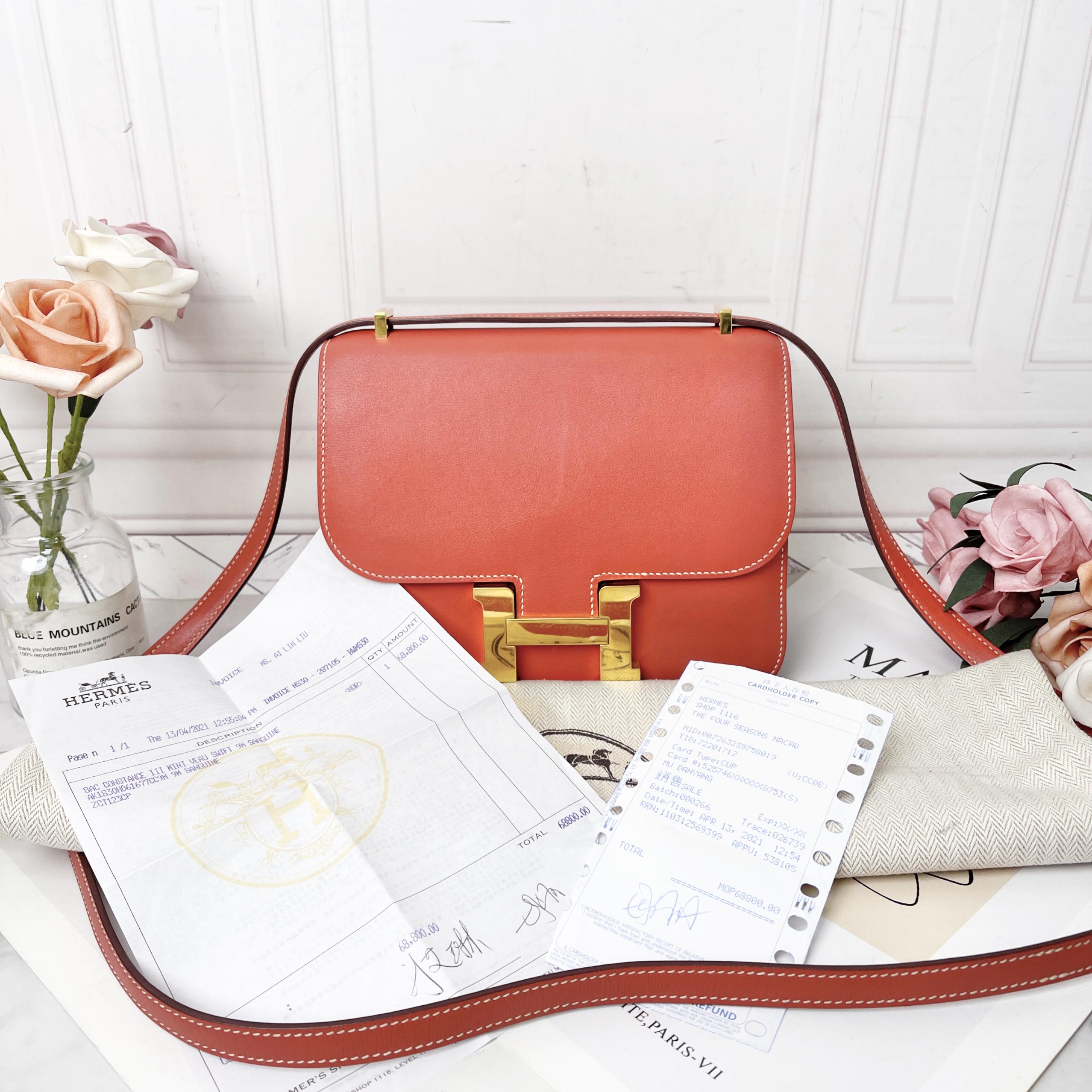 95新 Hermes/爱马仕 Hermes/爱马仕红色康康19单肩包，成色98新